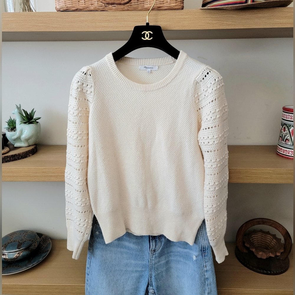 Madewell Eyelet Sleeves Sweater XS